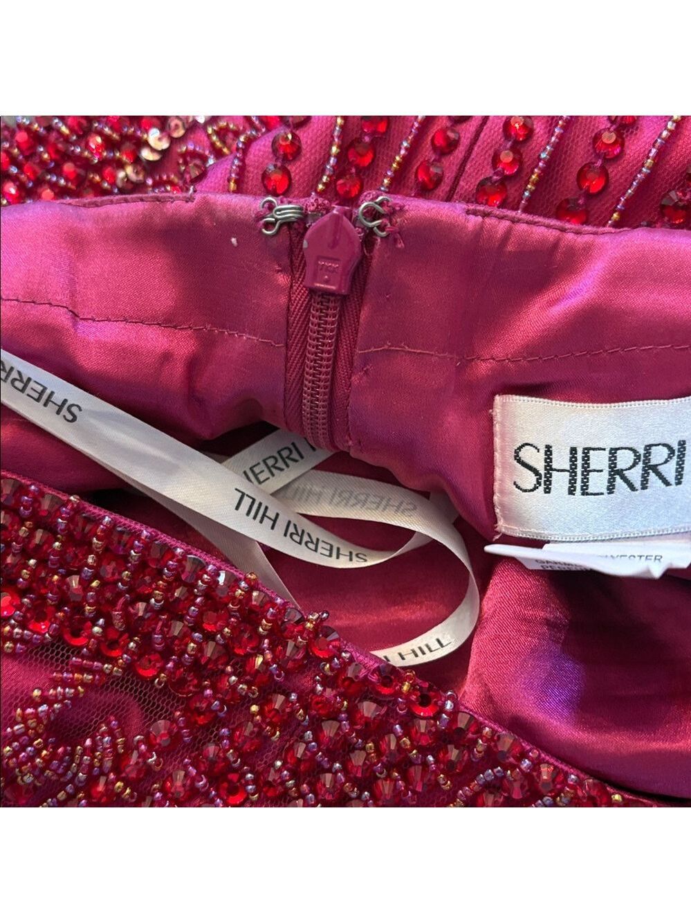 Sherri Hill Fuchsia Gold Beaded Sequin Halter Skirt Set Size 4 - Picture 6 of 11